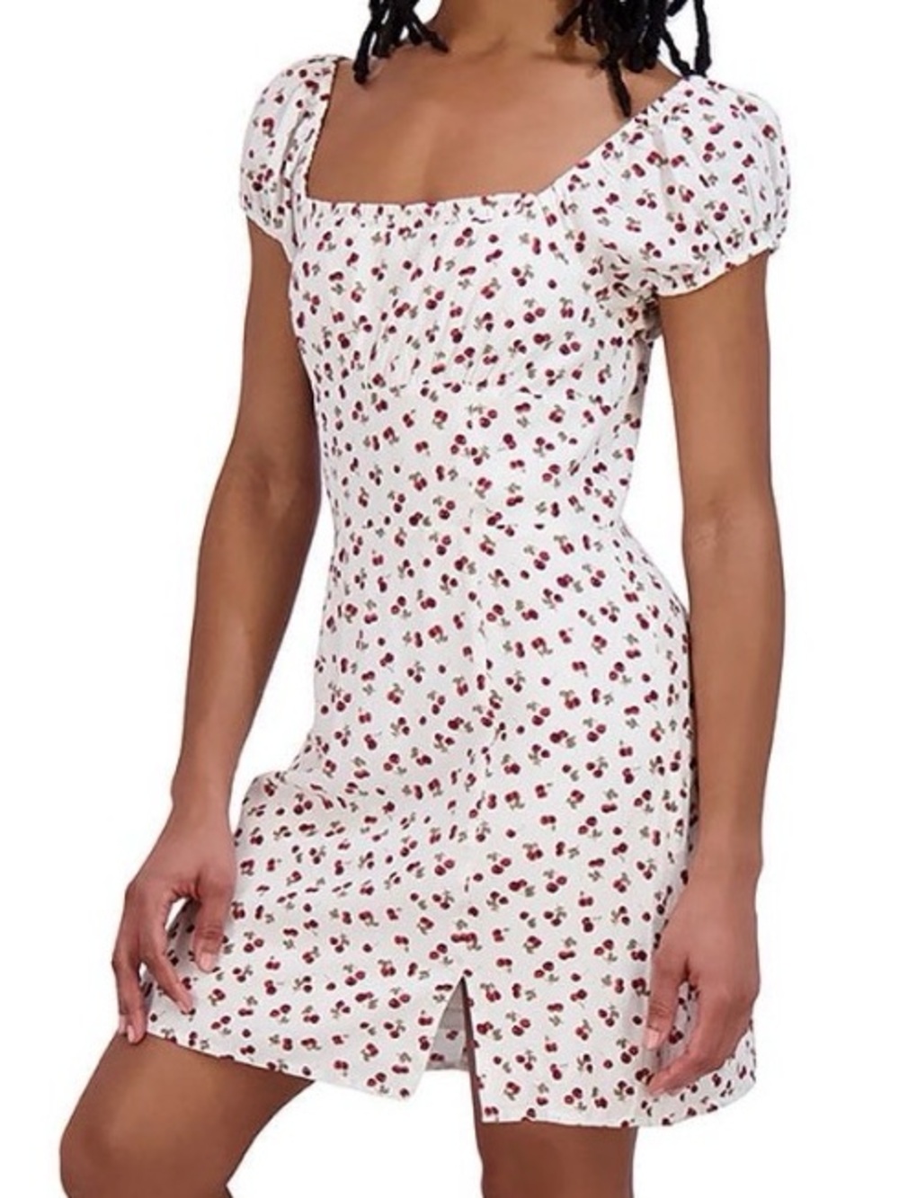 Aeropostale | Women's Square Neck Mini Dress | White/Cherry | XL – 14/16 | NWT